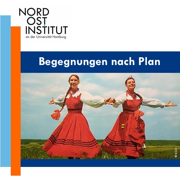 Das Bild enthält das Logo des IKGNs sowie die Beschrifttung Begenungen nach Plan und darunter sind zwei Frauen in polnischer Tracht zu sehen. Das Bild stammt aus dem Beitrag.